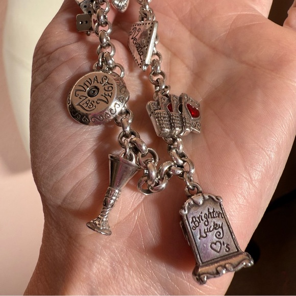 Brighton Silver vintage Vegas Charm Bracelet Cards Martinis - Picture 7 of 17